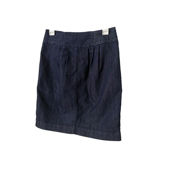 Pilco Anthropologie Women's 6 Dark Denim Button Front Skirt Pleated Pockets - Picture 5 of 5